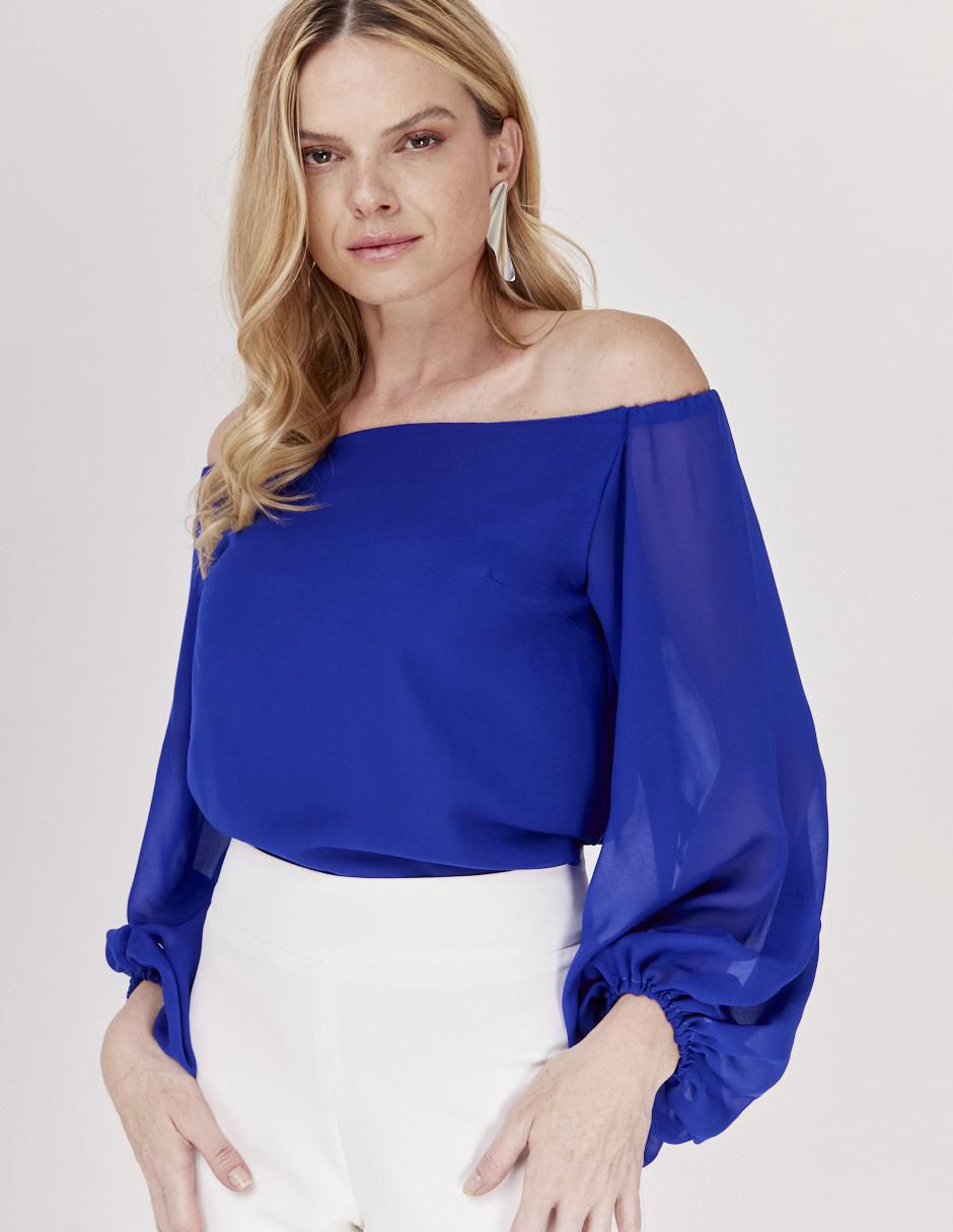 Blusa strapless manga larga para mujer 3
