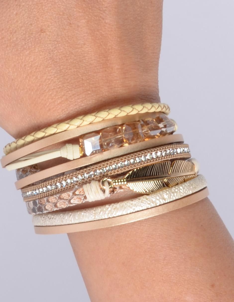 Pulsera Pluma Dorada Feather con acabado brillante 3