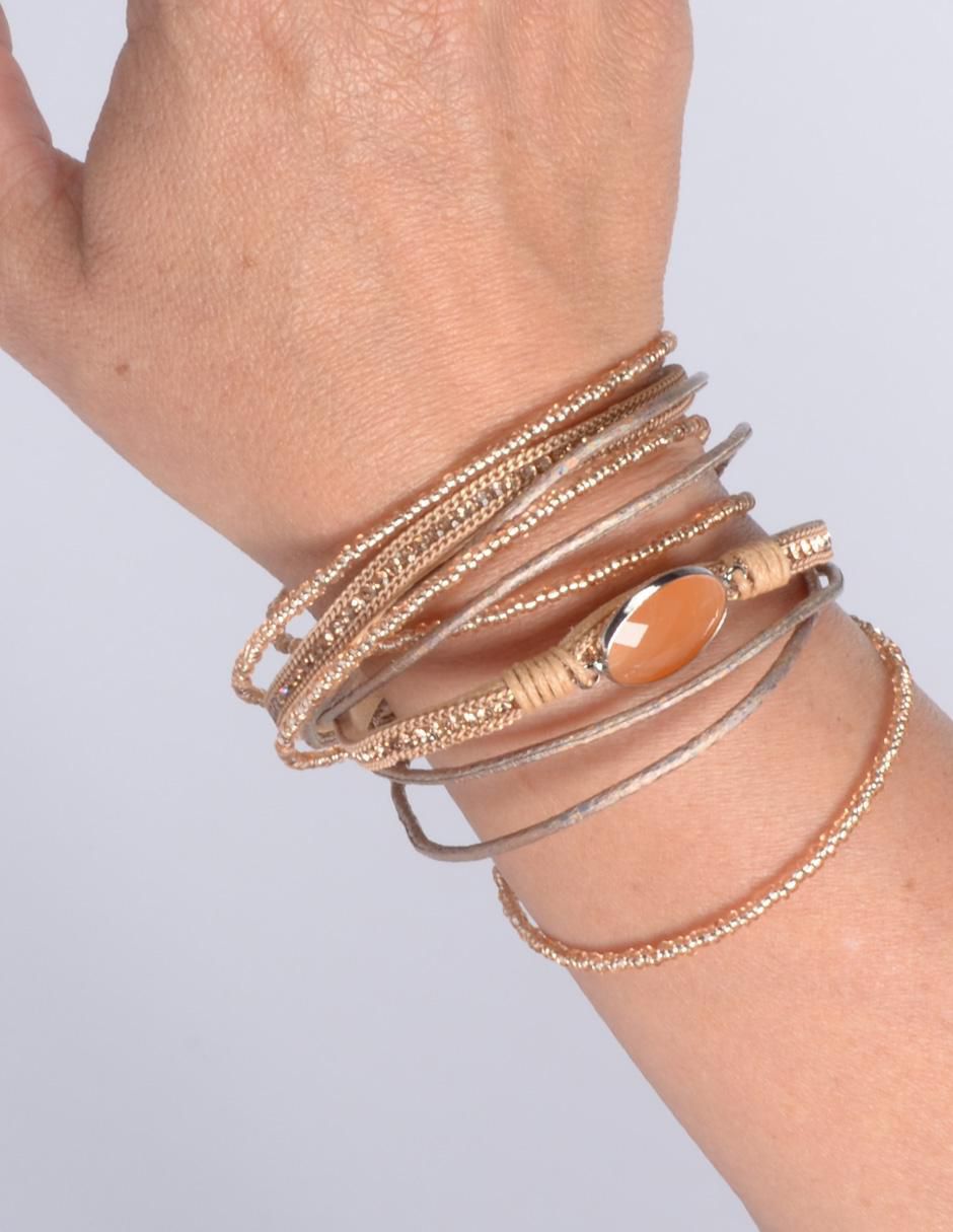 Pulsera Piedra Y Chaquira Haip con acabado brillante 4