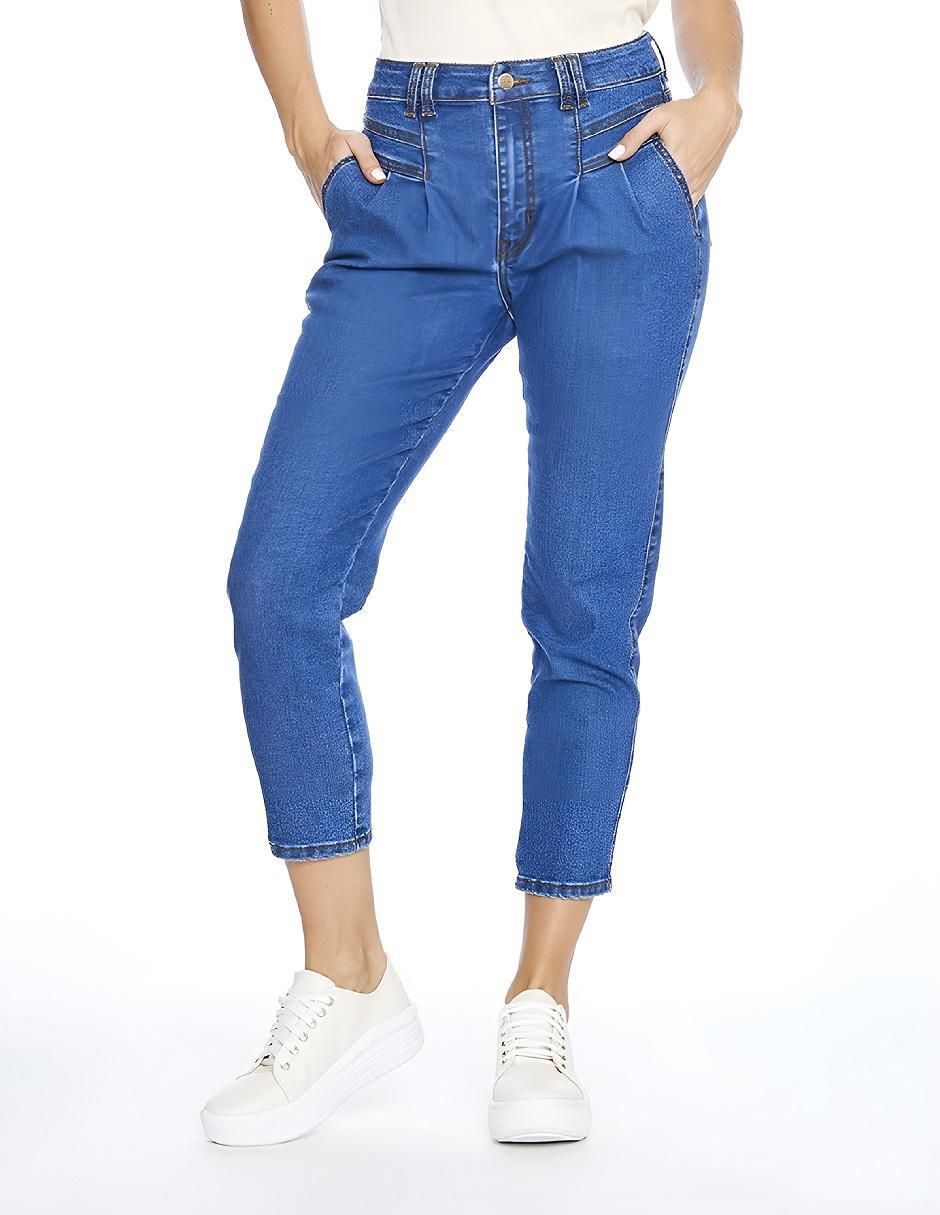 Jeans relajado corte cintura para mujer 1