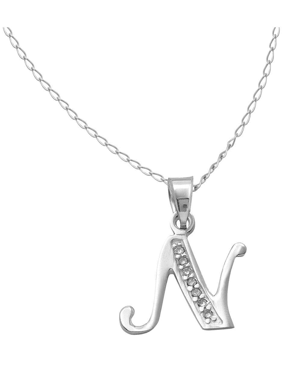 Collar de letra n de plata P 925 2