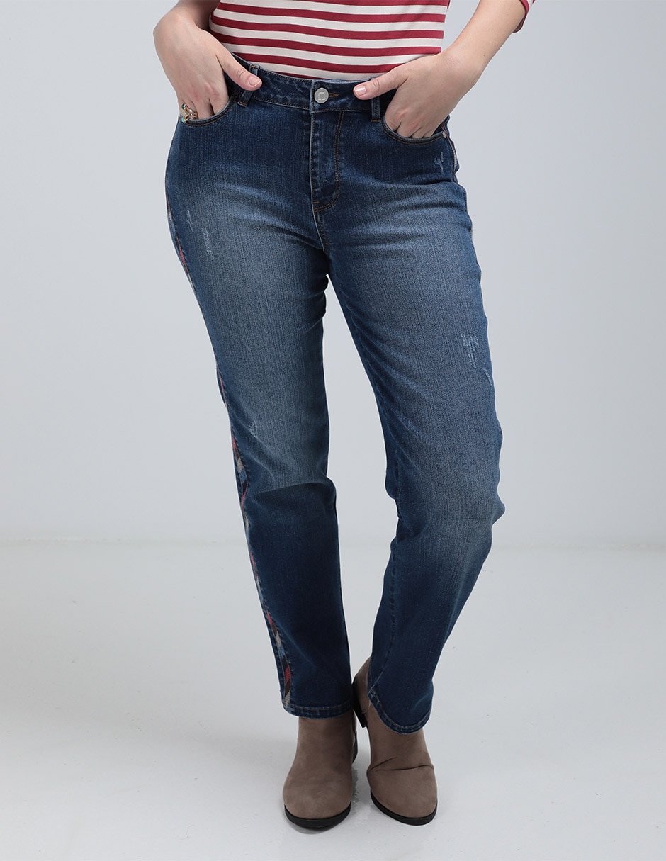 Jeans straight corte cintura para mujer 1