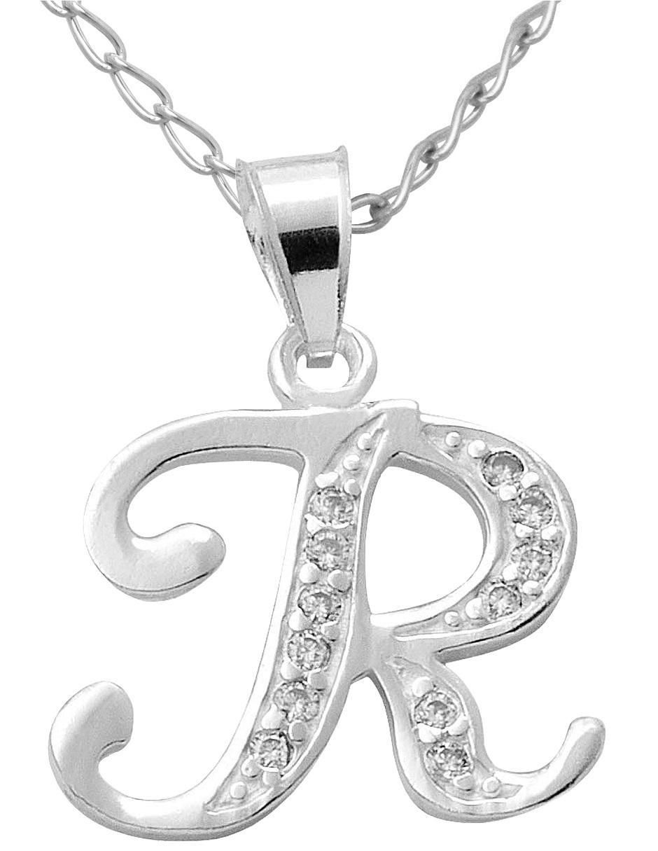 Collar de letra r de plata P 925