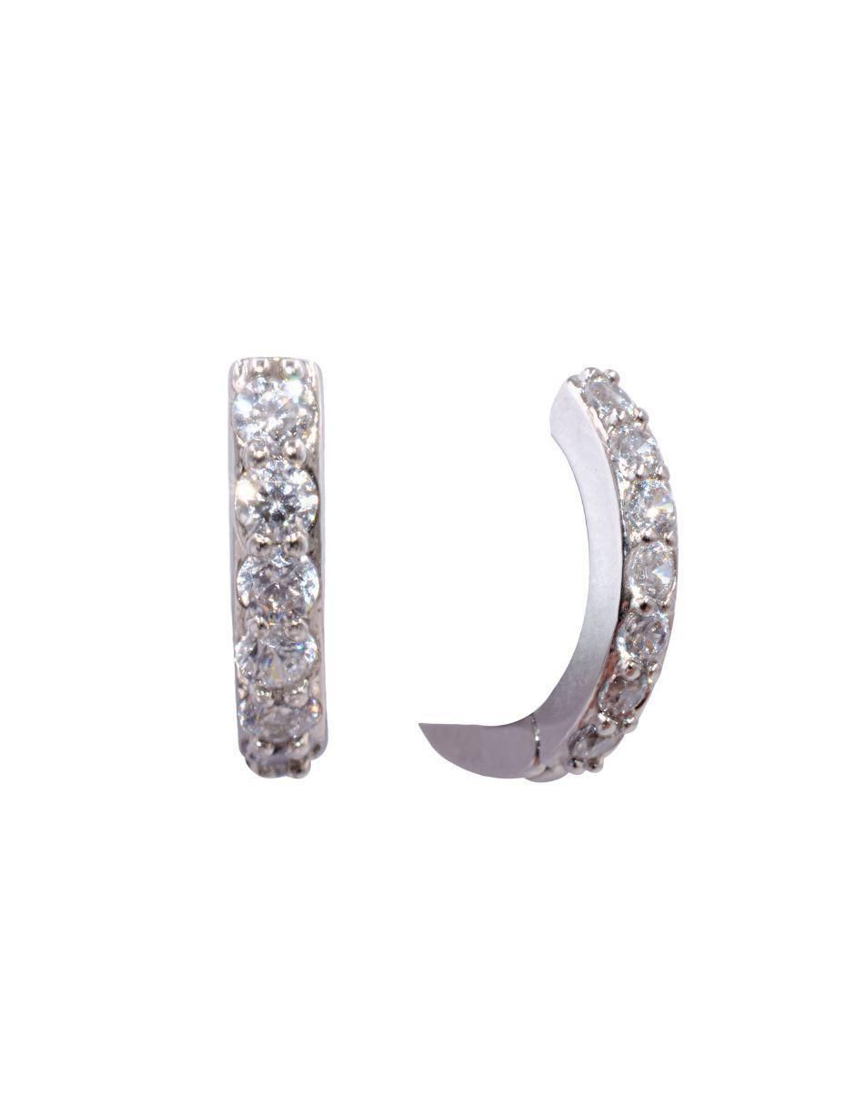 Arracadas Classic Ic con acabado baño rodio zirconia 2