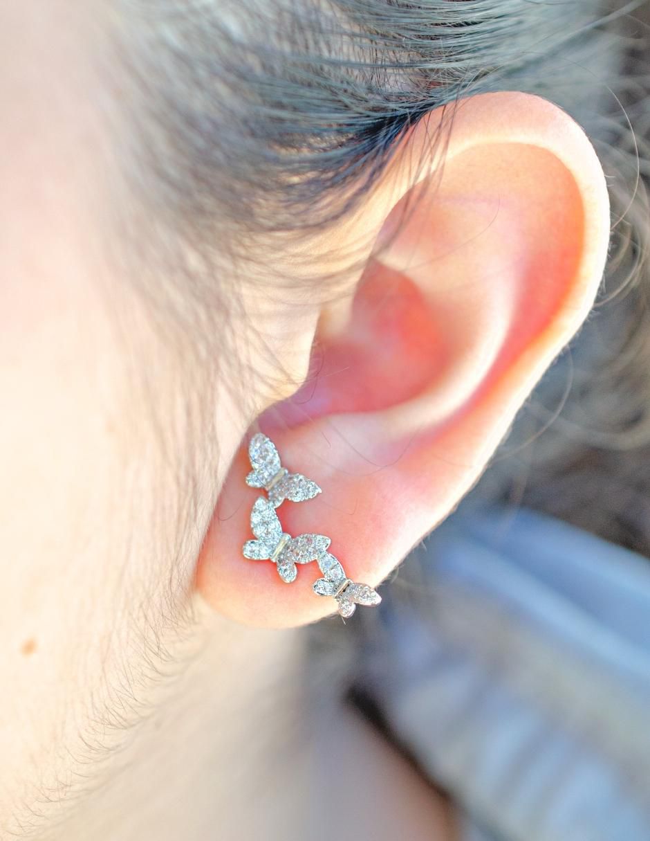 Broqueles de mariposa con acabado baño rodio zirconia 5