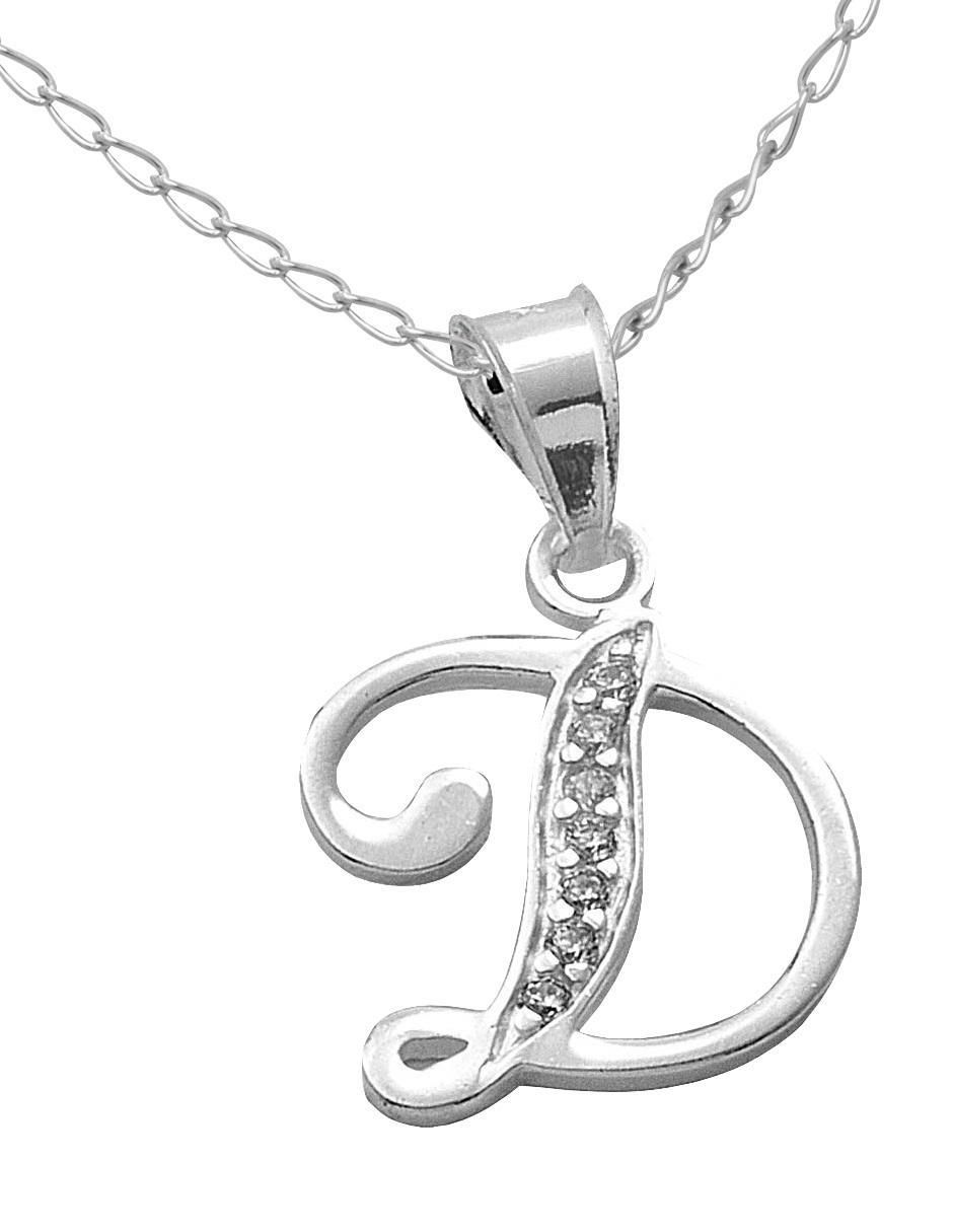 Collar de letra d de plata P 925