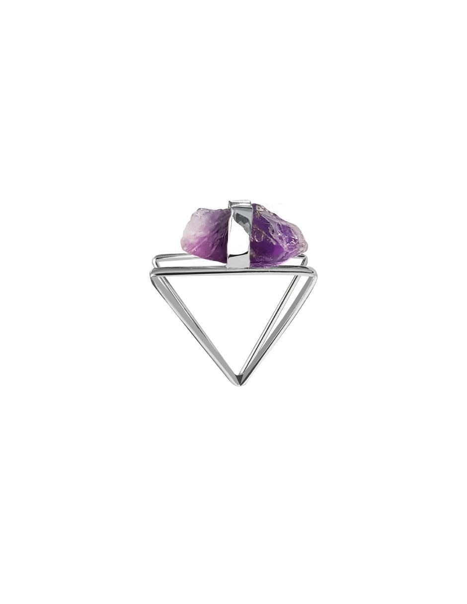 Anillo triangular P 925 de plata brillante