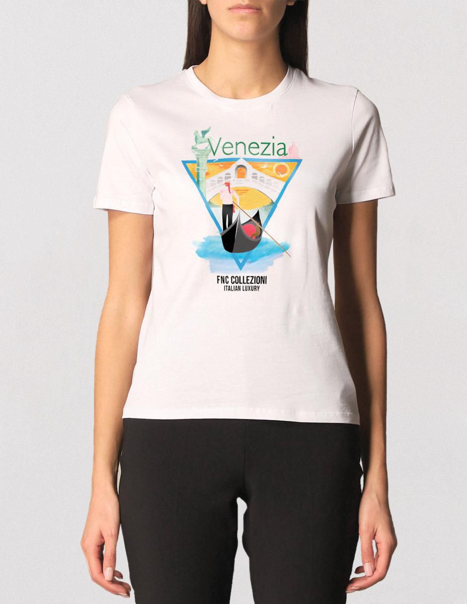 Playera manga corta Venezia cuello redondo para mujer