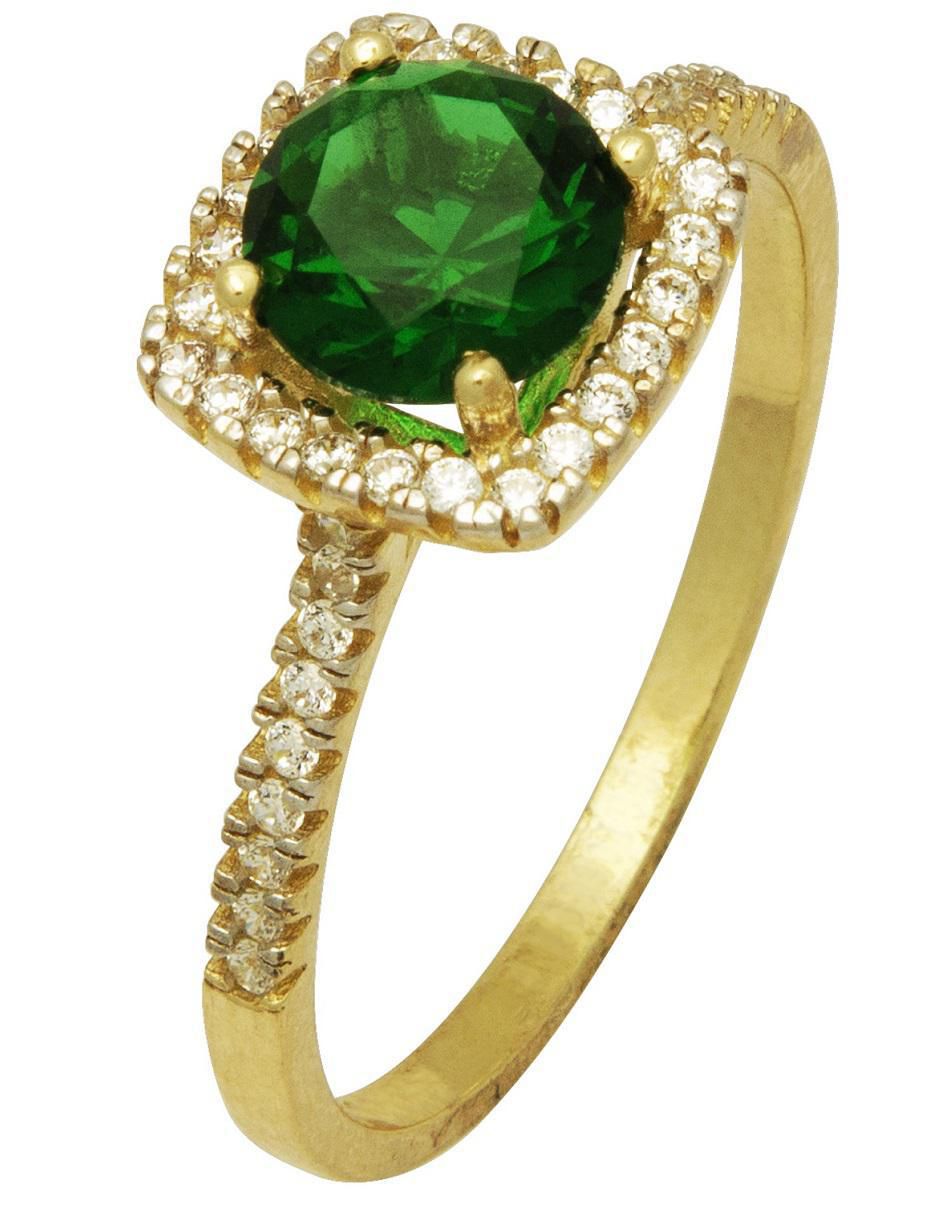 Anillo cuadrado 10 k de oro amarillo zirconia 1