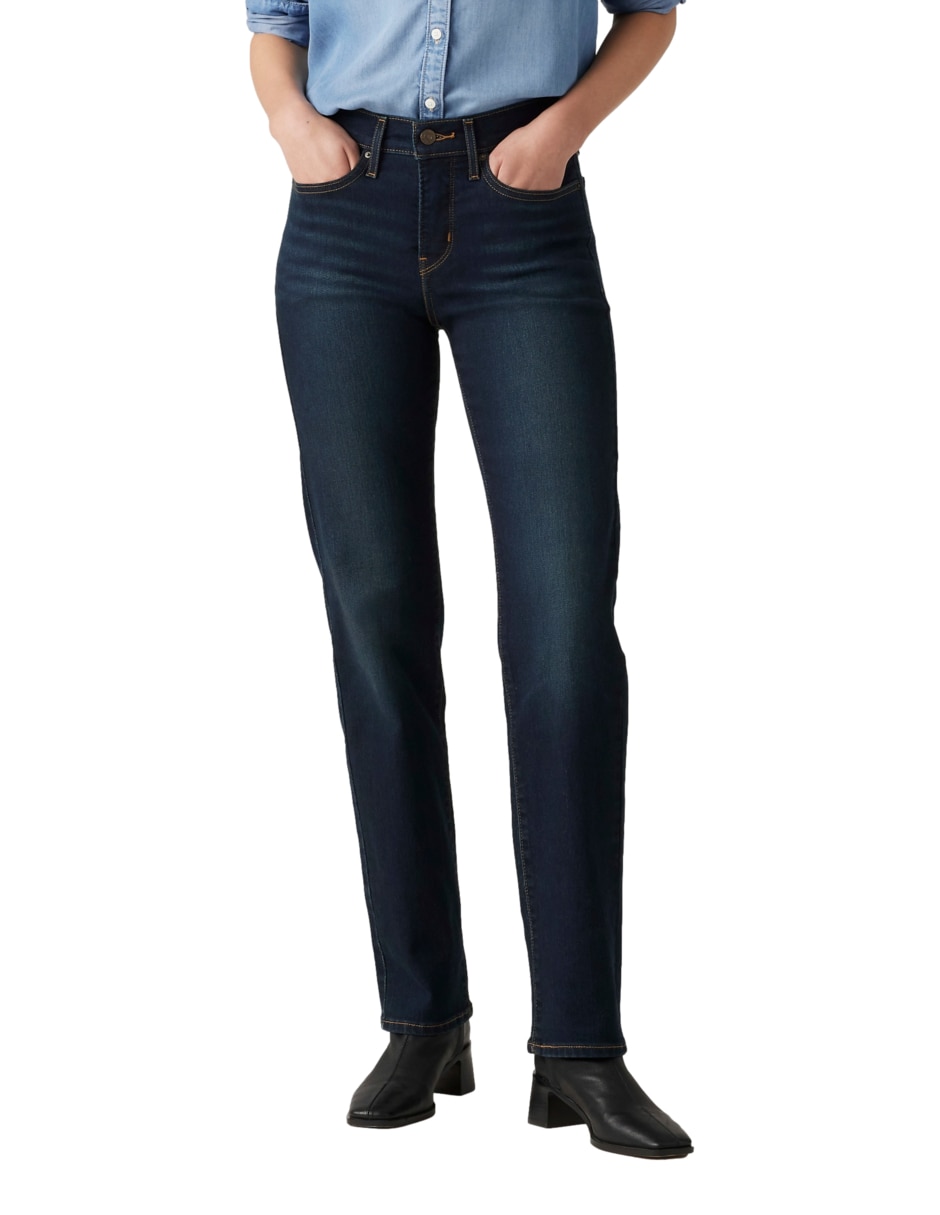 Jeans straight corte cintura para mujer 1