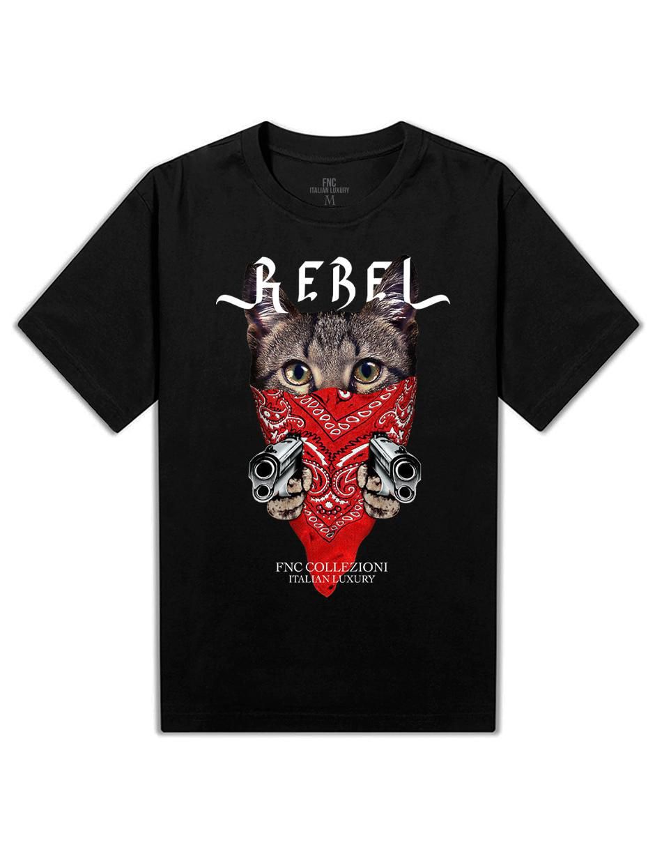 Playera manga corta Gato Rebel cuello redondo para mujer 2
