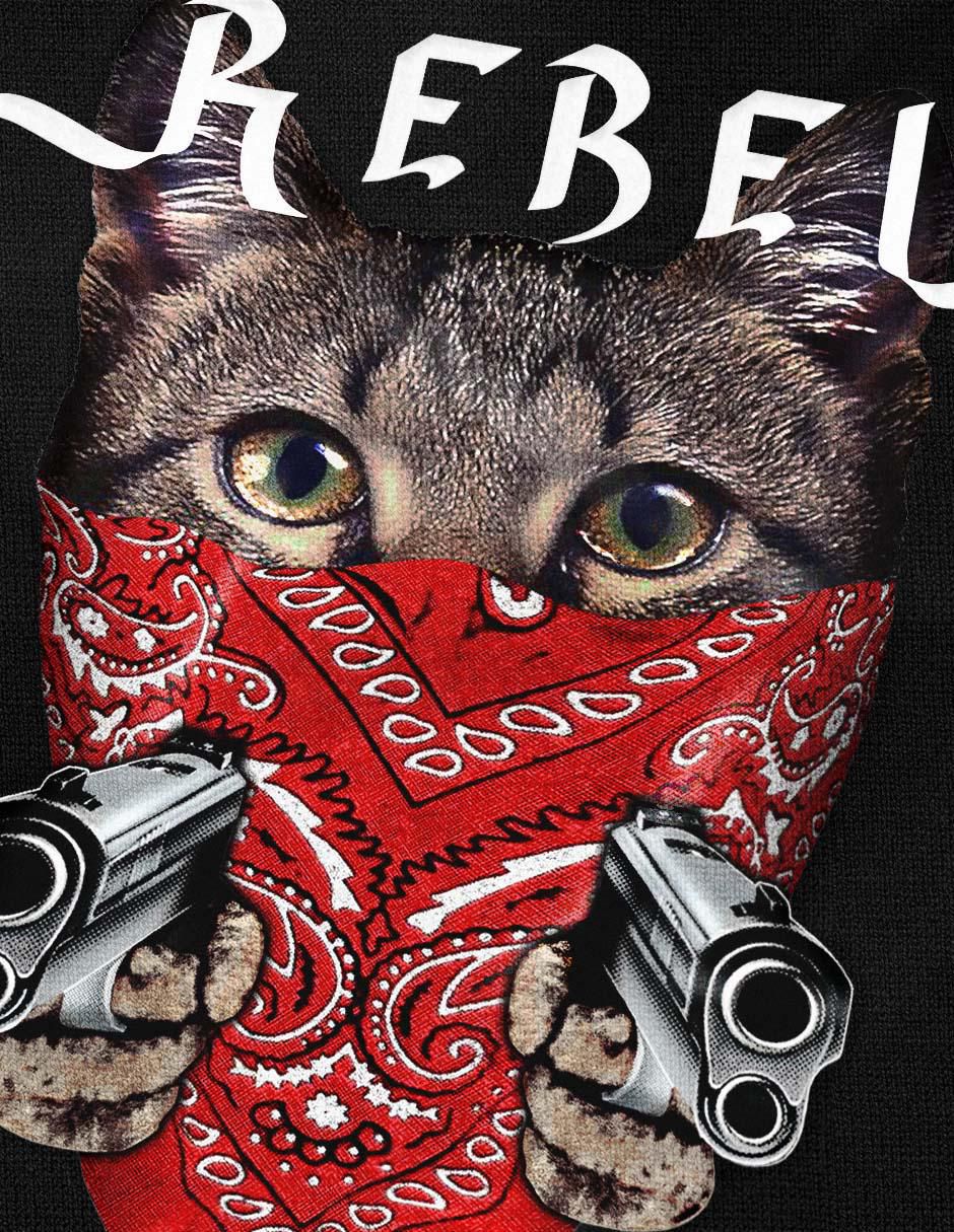 Playera manga corta Gato Rebel cuello redondo para mujer 4