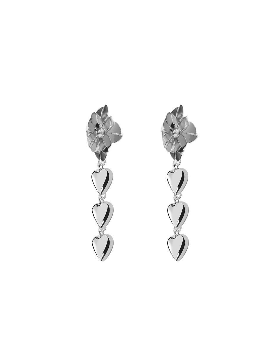 Aretes de corazón Enrique Garcia de plata P 925 con acabado plateado 2