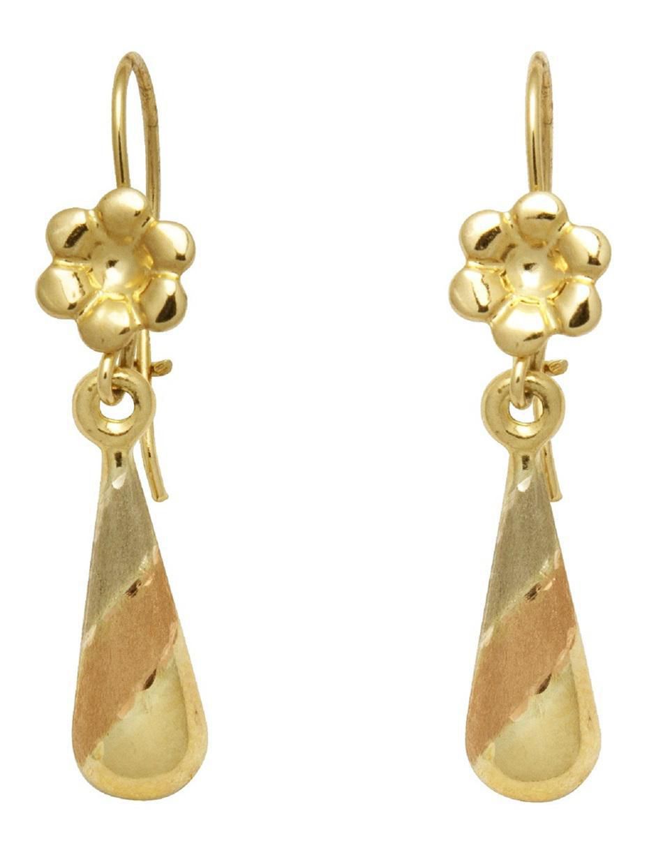 Aretes de flor de oro con acabado brillante