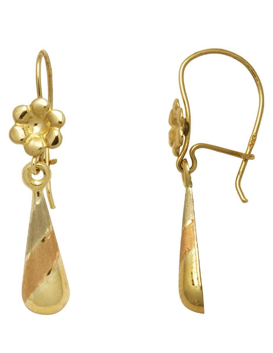 Aretes de flor de oro con acabado brillante 2