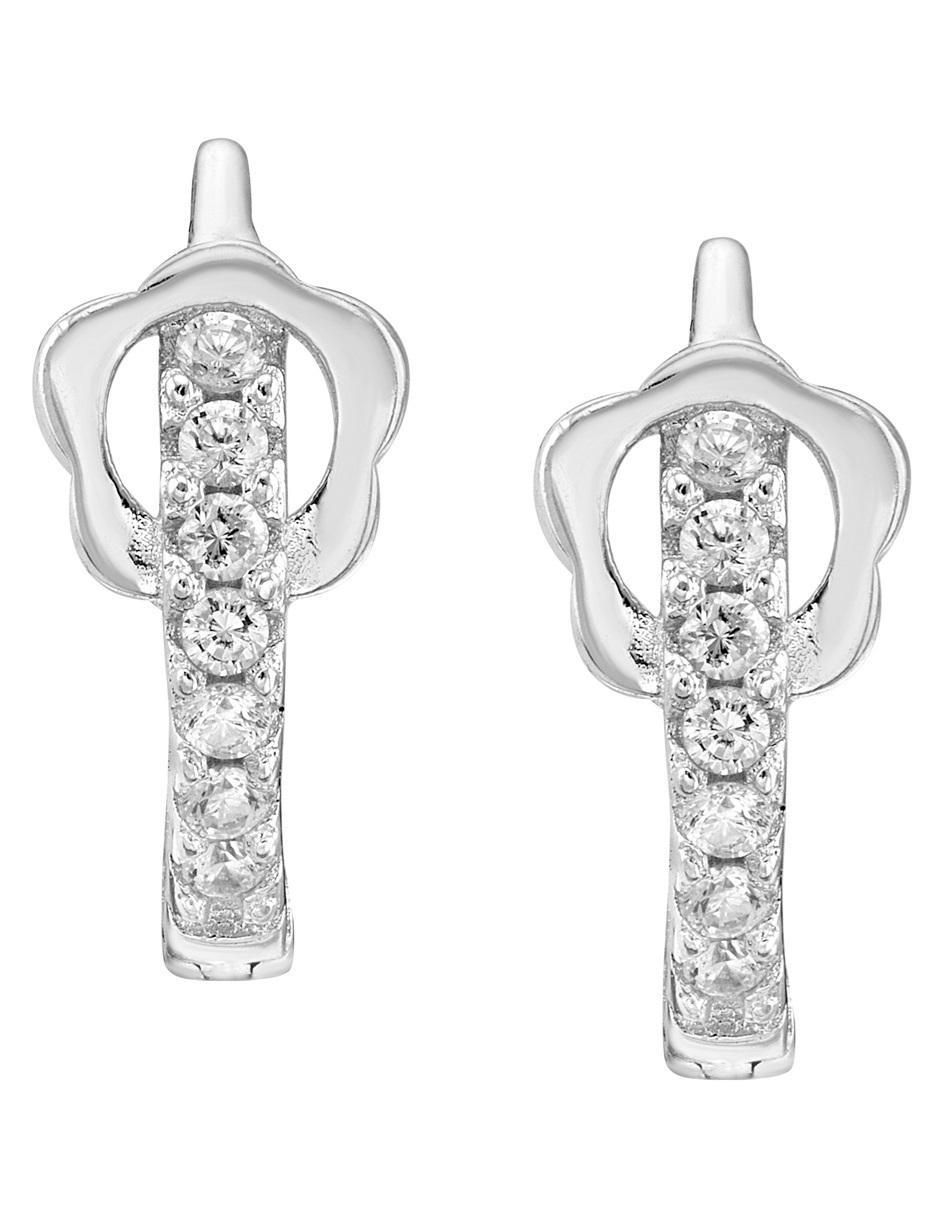 Aretes de flor de plata P 925 con acabado brillante zirconia Aretes de flor de plata P 925 con acabado brillante zirconia