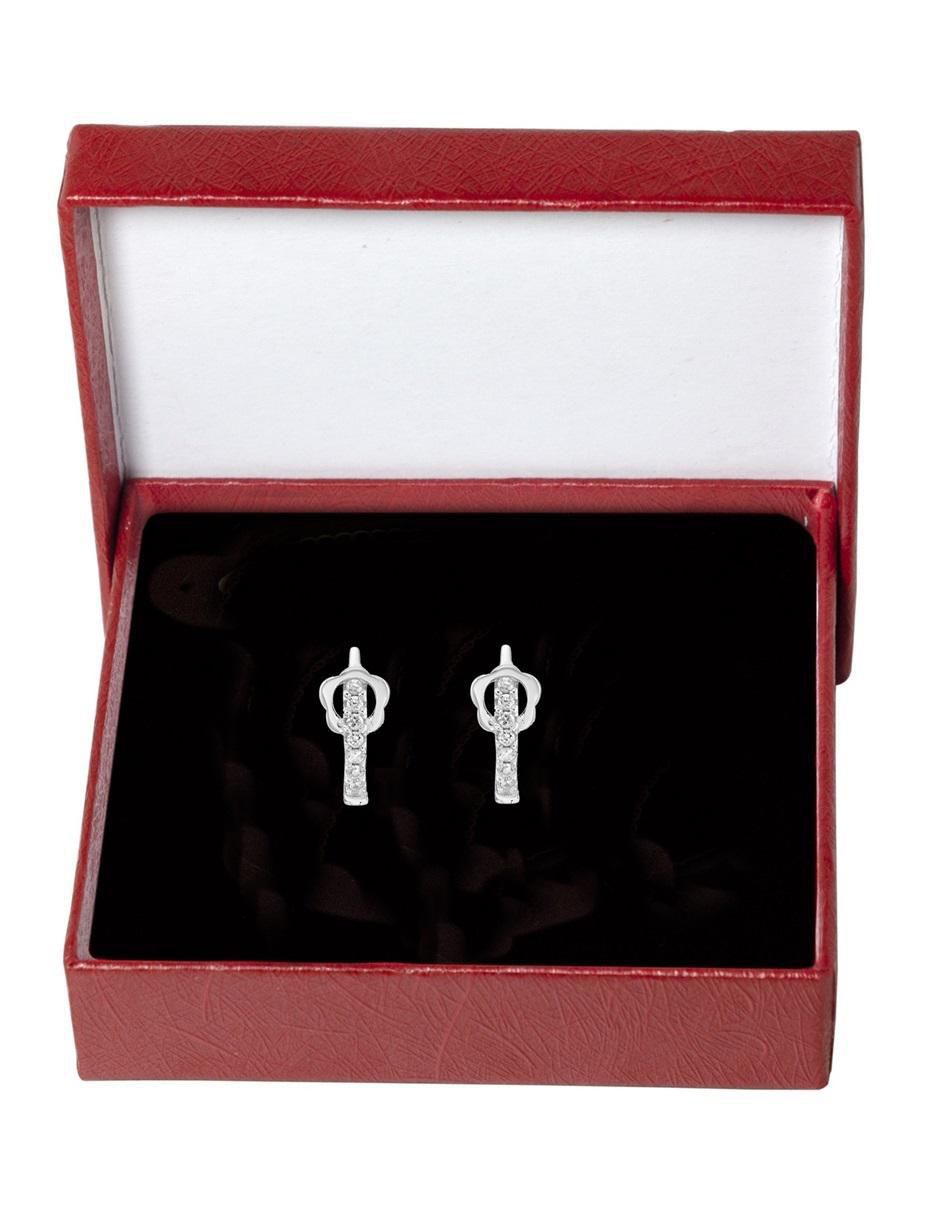 Aretes de flor de plata P 925 con acabado brillante zirconia 3