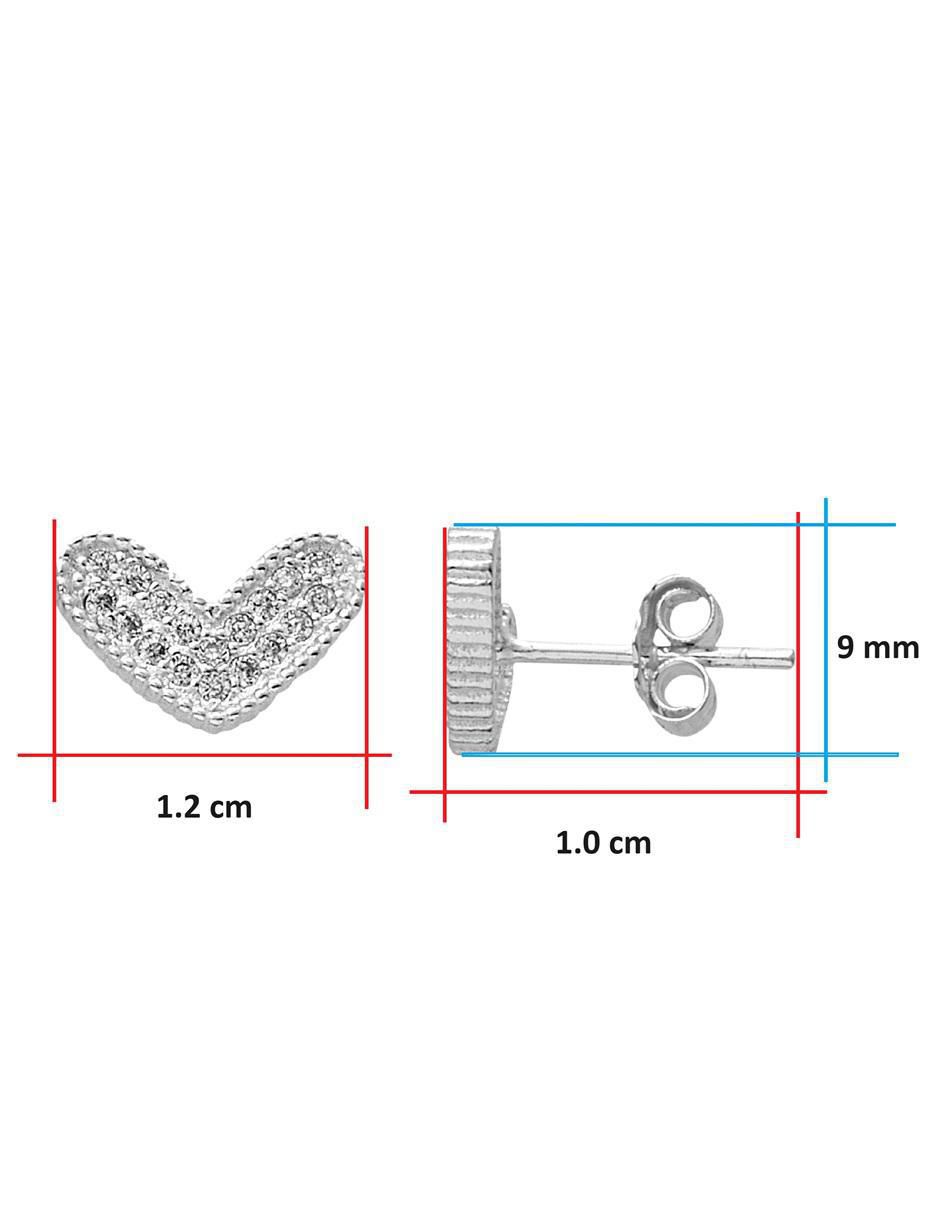Broqueles de corazón de plata P 925 con acabado brillante zirconia 4