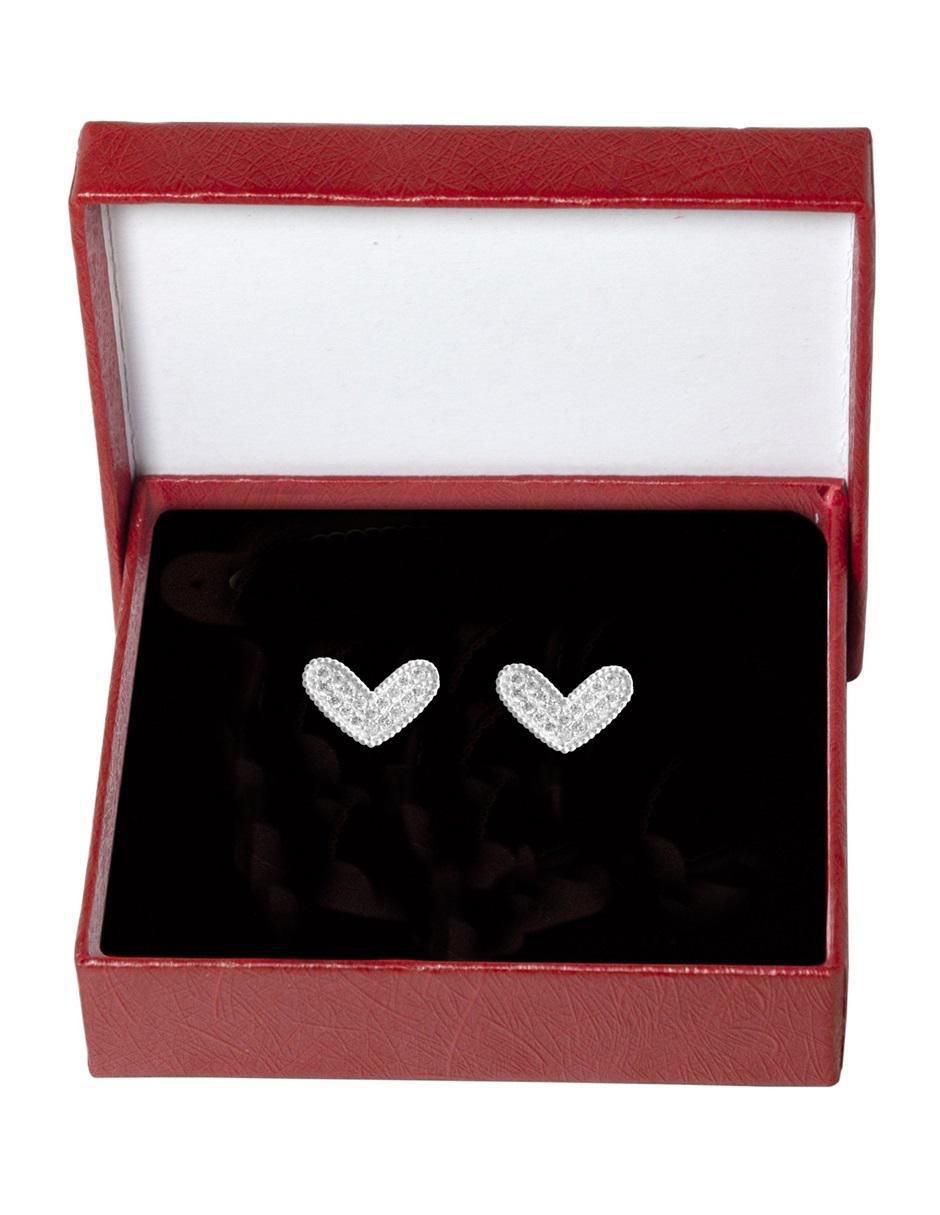 Broqueles de corazón de plata P 925 con acabado brillante zirconia 3