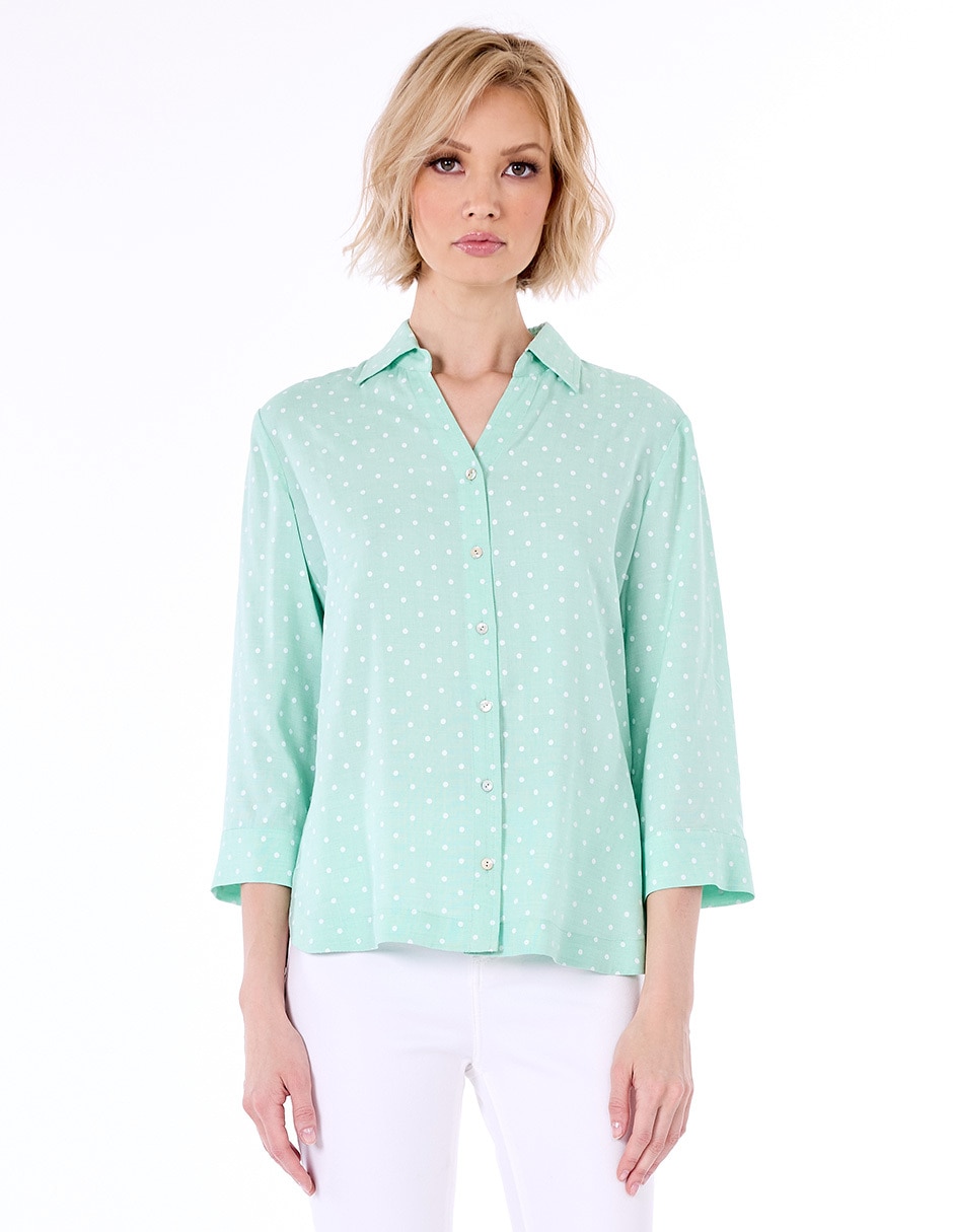 Blusa camisera manga 3/4 para mujer 1