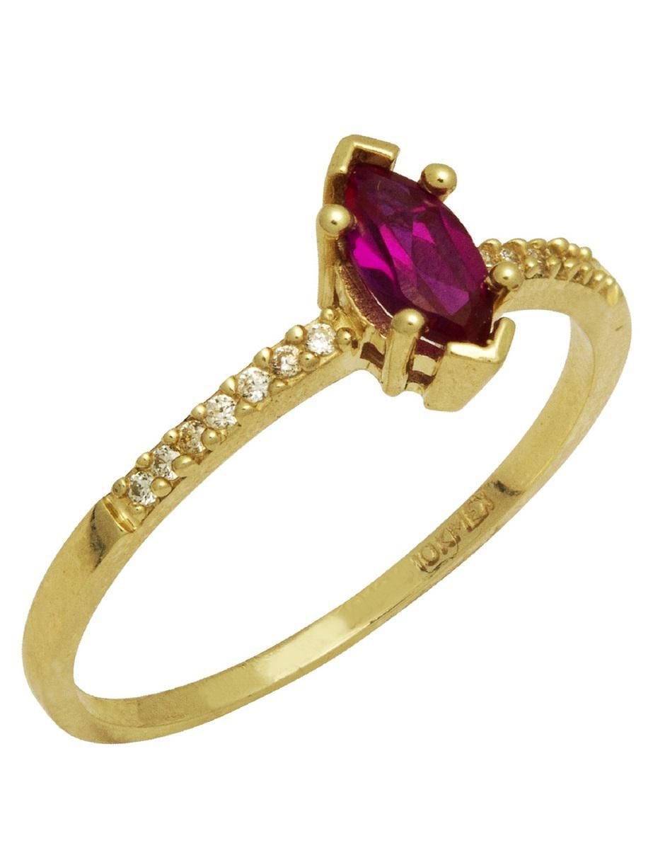 Anillo ovalado 10 k de oro zirconia pulido 2