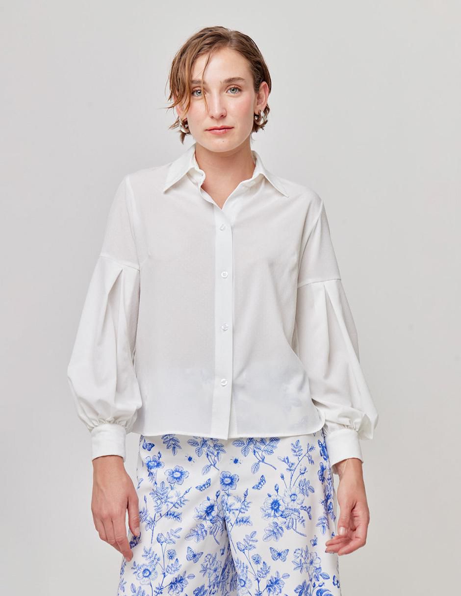 Blusa camisera manga larga para mujer