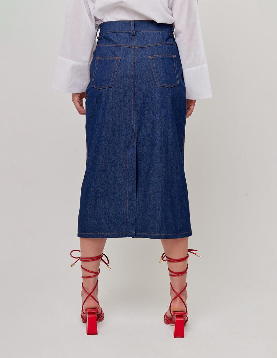 Falda midi de Mezclilla con pretina 4