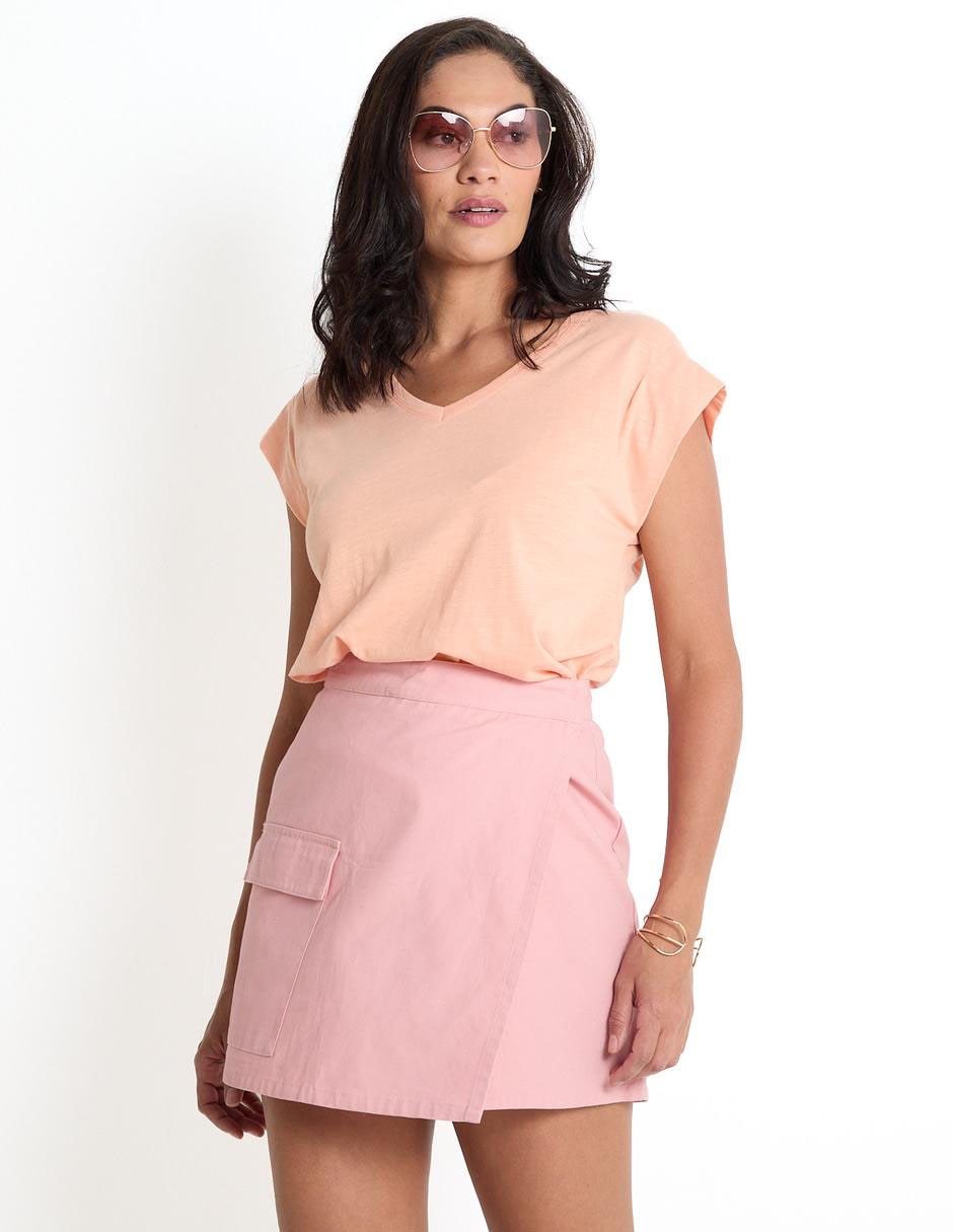 Playera manga corta cuello V para mujer Playera manga corta cuello V para mujer