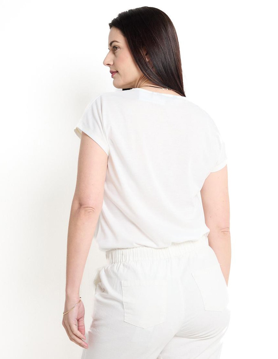 Playera manga corta cuello V para mujer 2
