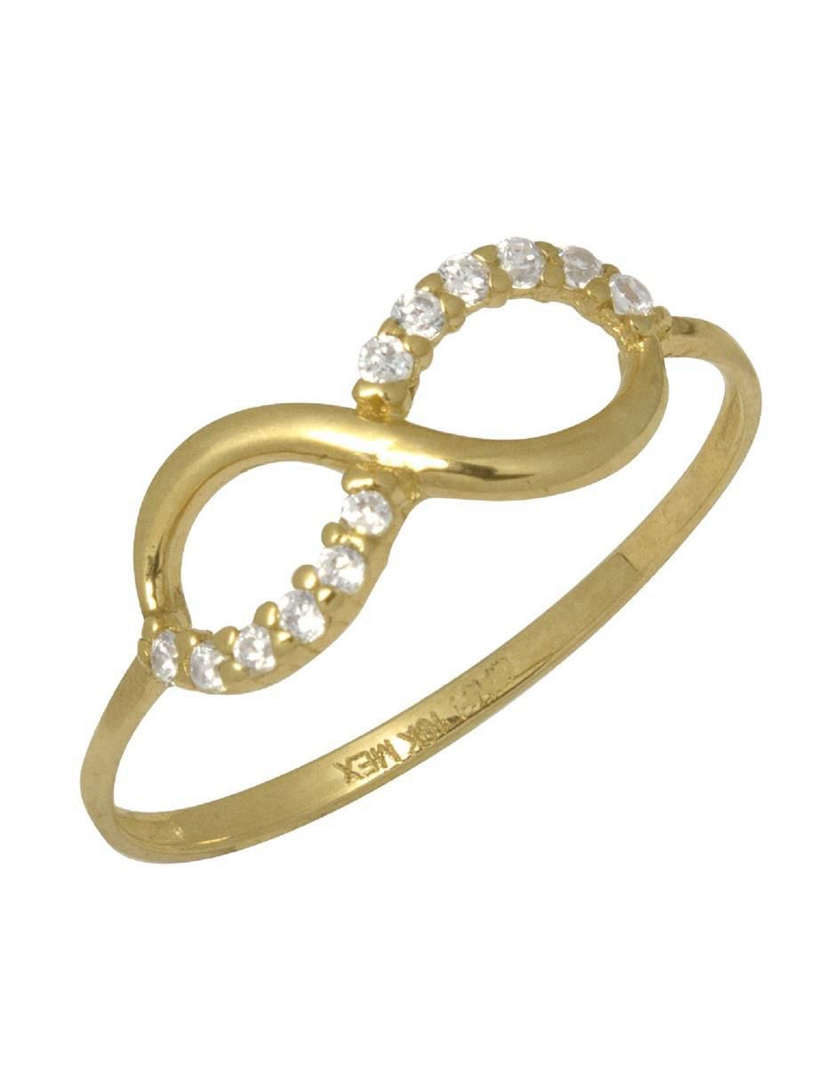 Anillo de infinito 10 k de oro zirconia pulido 2