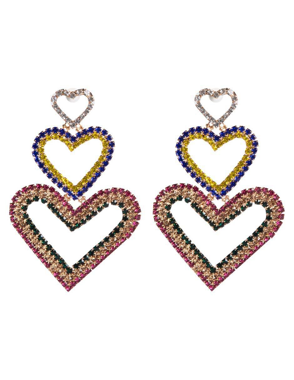 Aretes de corazón Dil con acabado brillante fantasía
