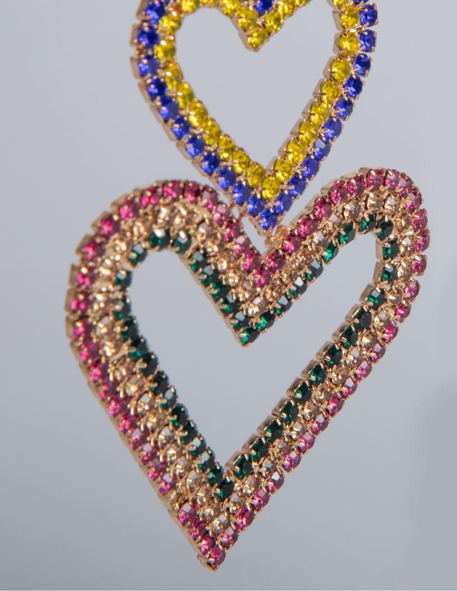 Aretes de corazón Dil con acabado brillante fantasía 4