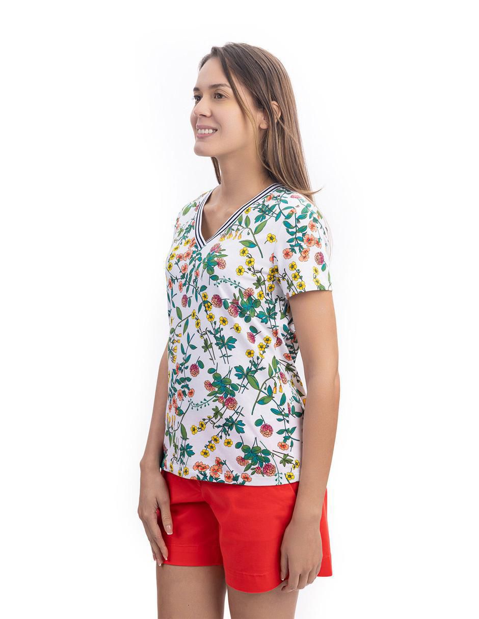 Playera manga corta cuello v para mujer 2