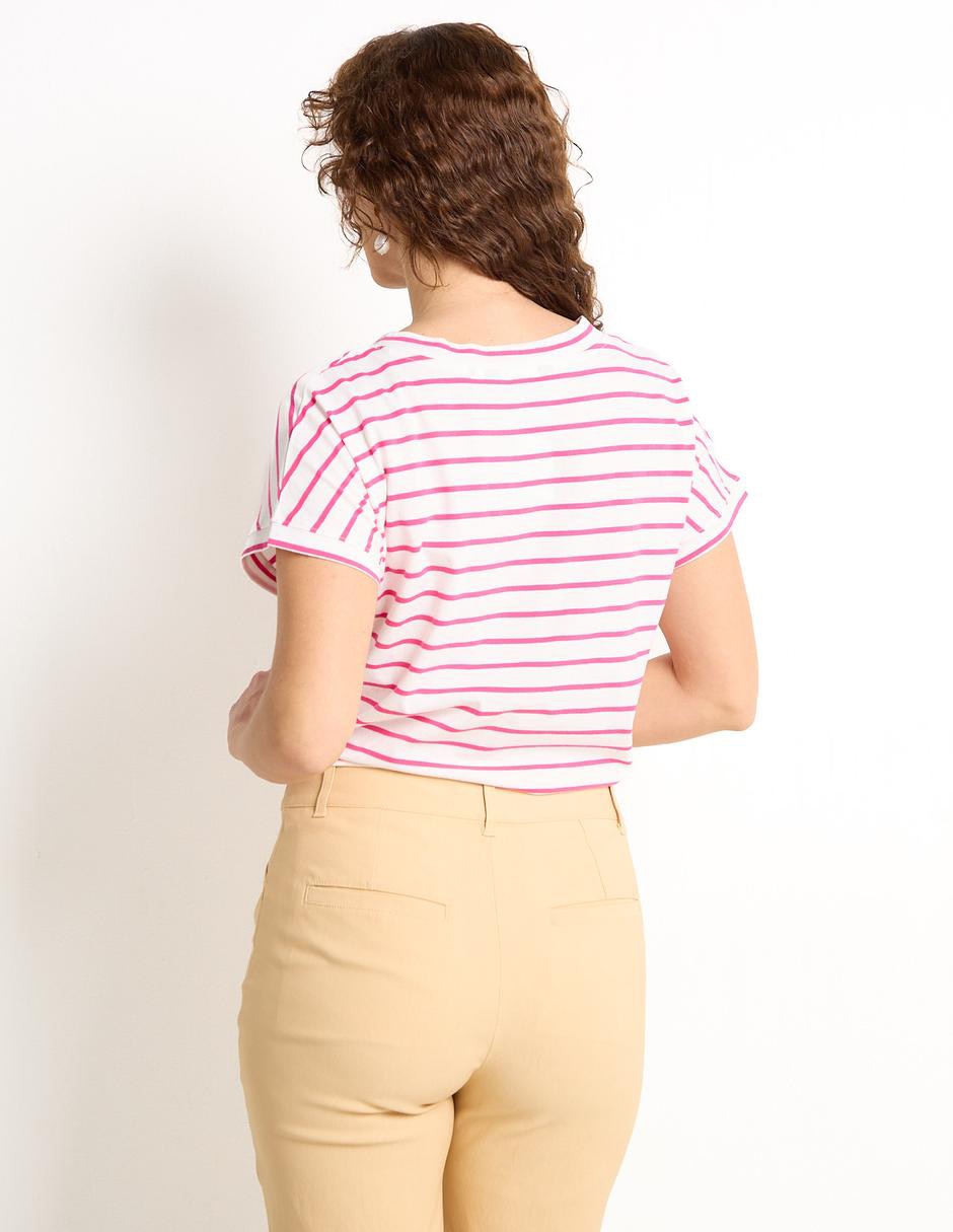 Playera manga corta cuello V para mujer 2