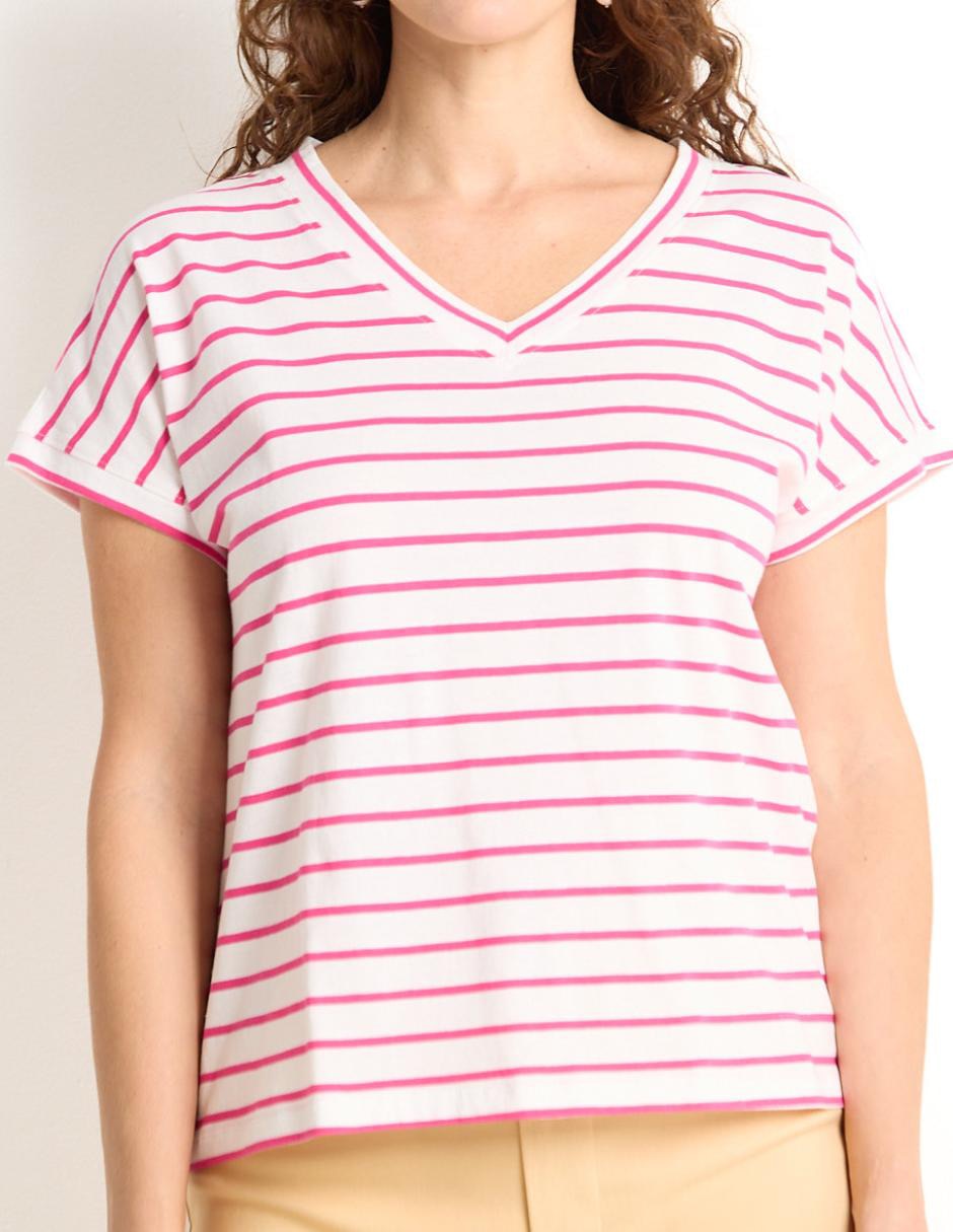 Playera manga corta cuello V para mujer 5
