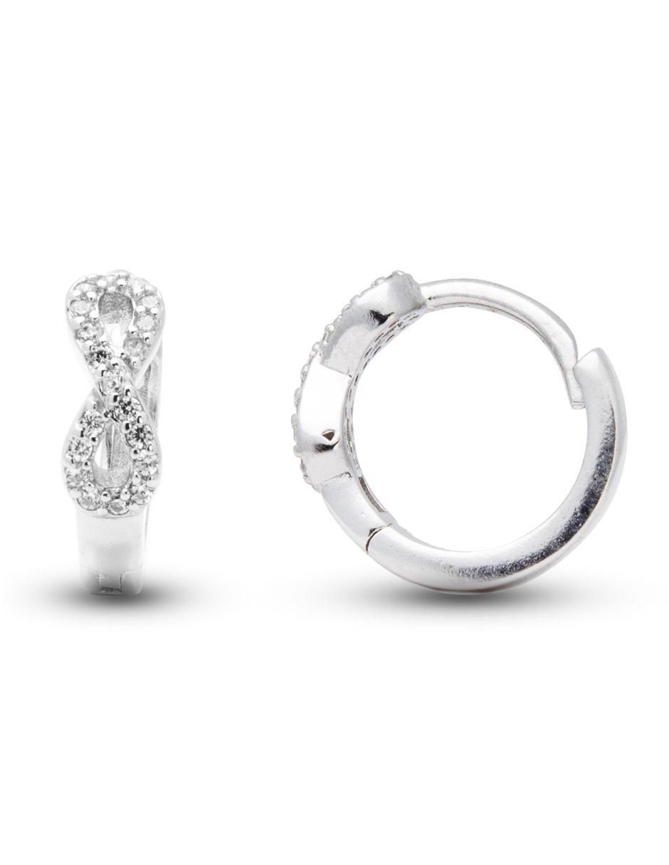Aretes de infinito de plata P 925 con acabado brillante zirconia 2