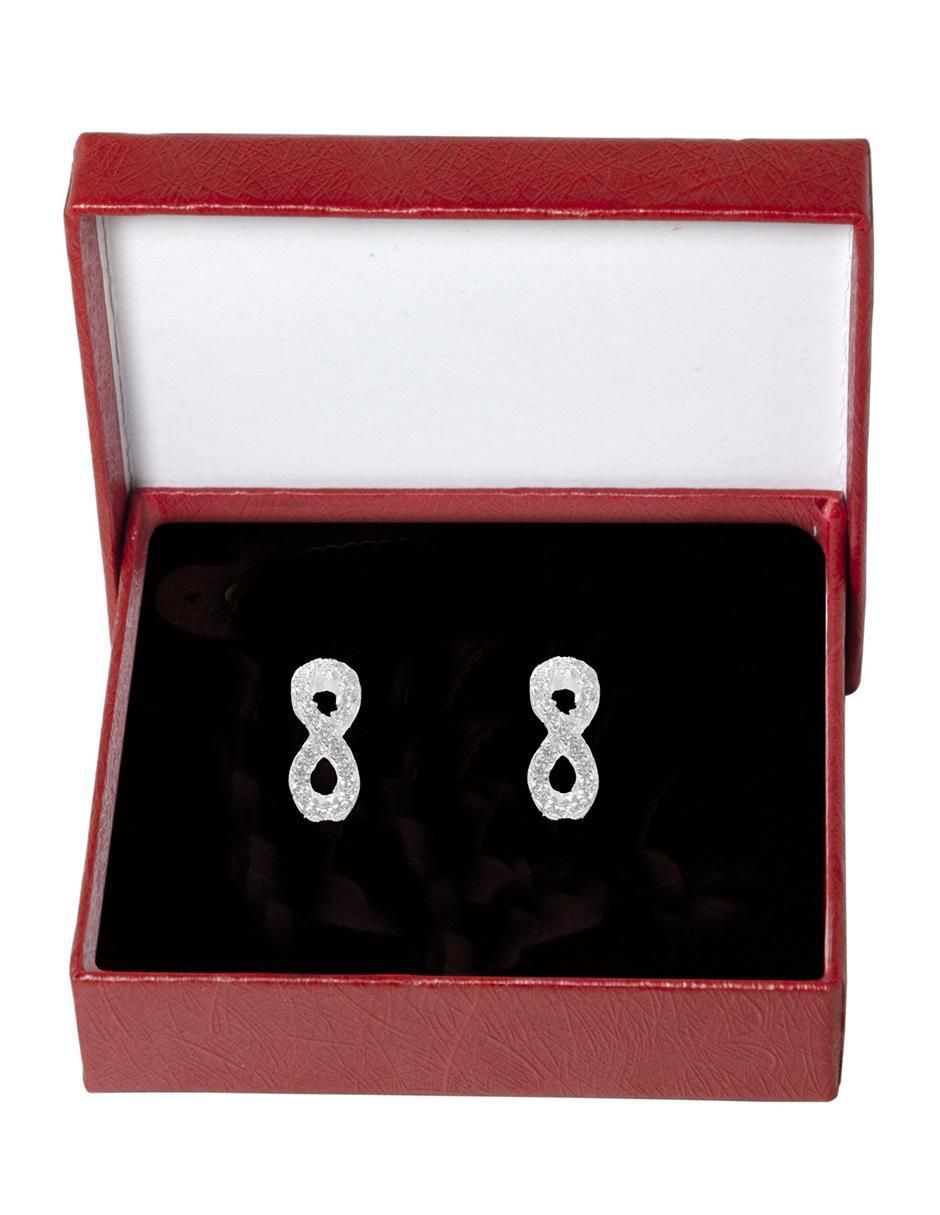 Aretes de infinito de plata P 925 con acabado brillante zirconia 4