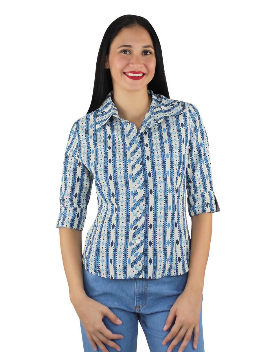 Blusa camisera manga al codo para mujer