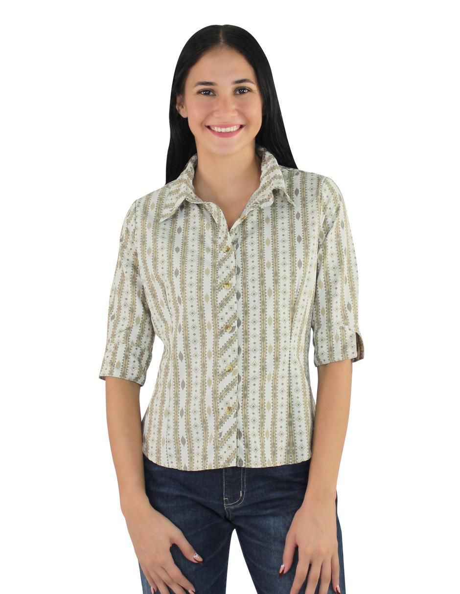 Blusa camisera manga al codo para mujer