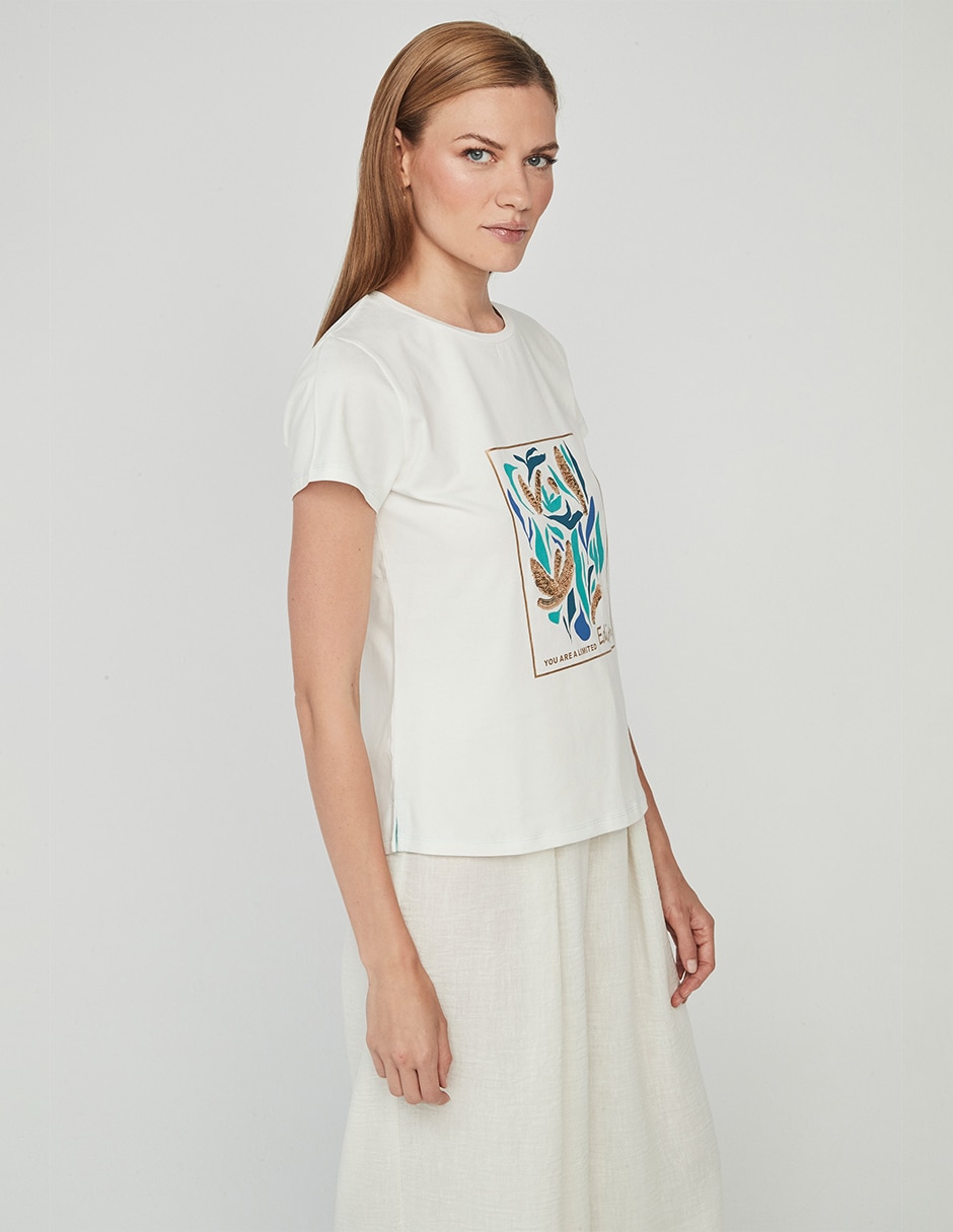 Playera manga corta cuello redondo para mujer 4