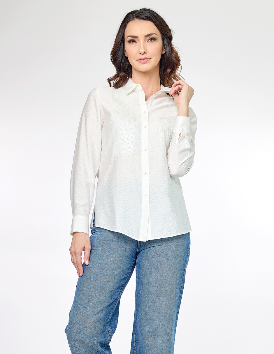 Blusa camisera Foley’s manga larga para mujer 1