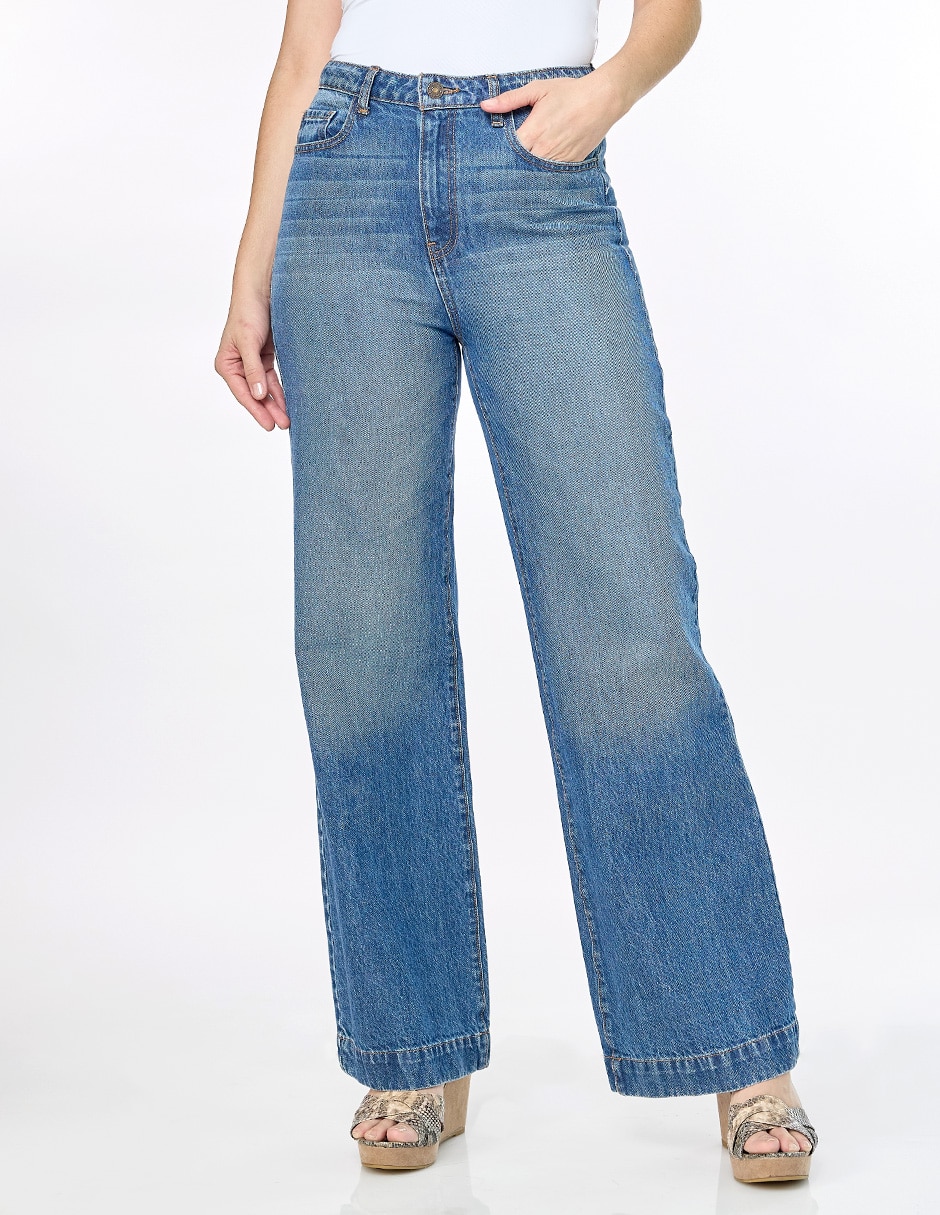 Jeans amplio corte cintura para mujer 1
