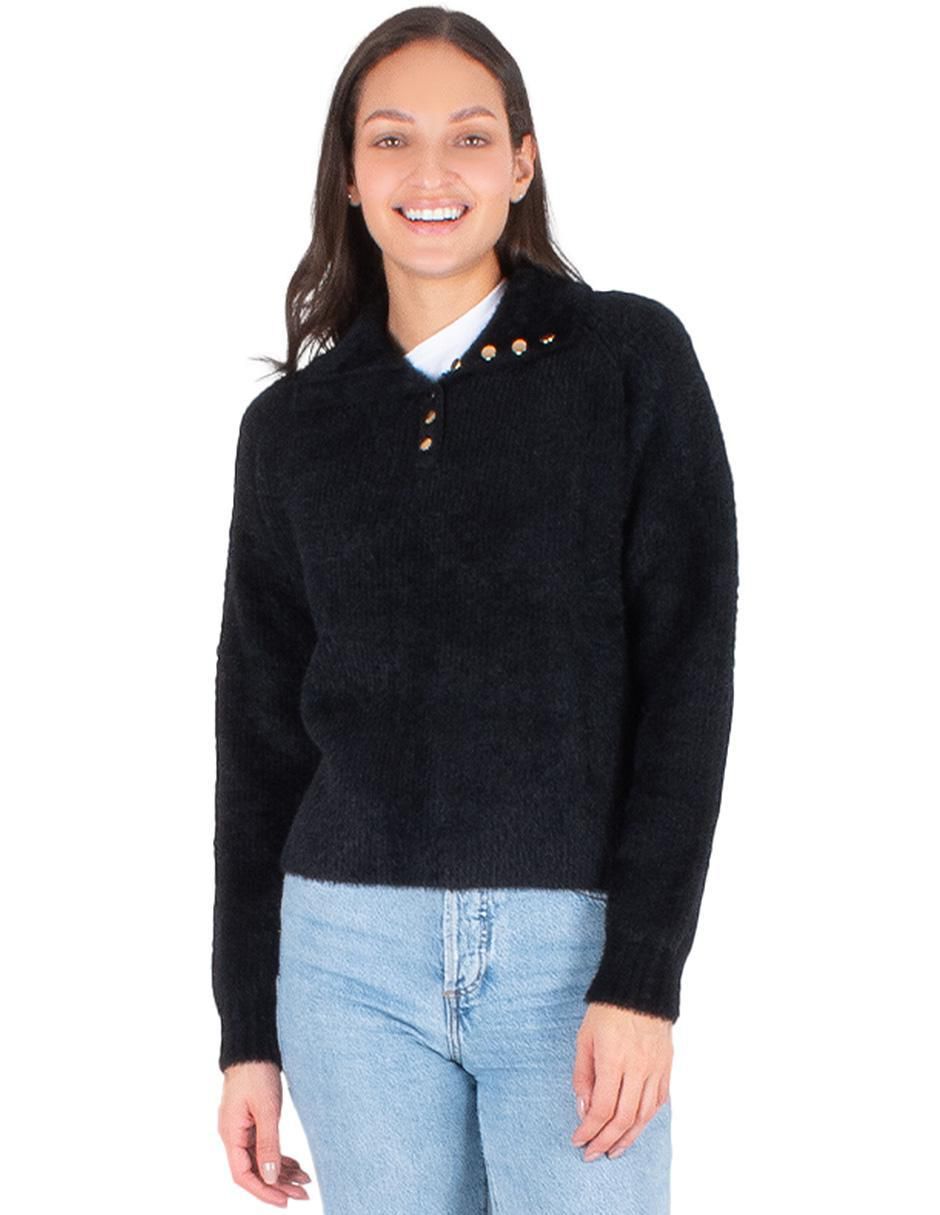Suéter cuello con botón para mujer