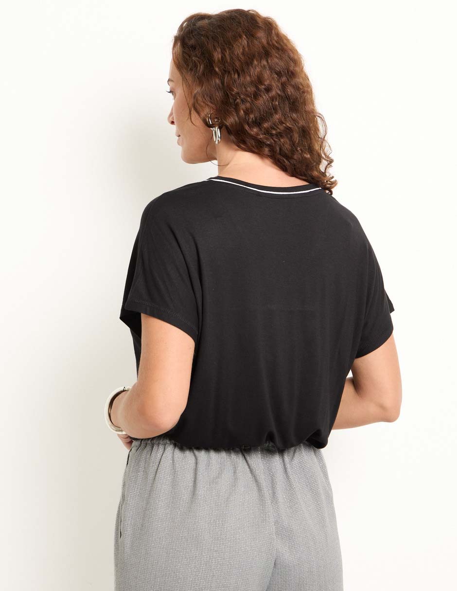 Playera manga corta cuello V para mujer 2