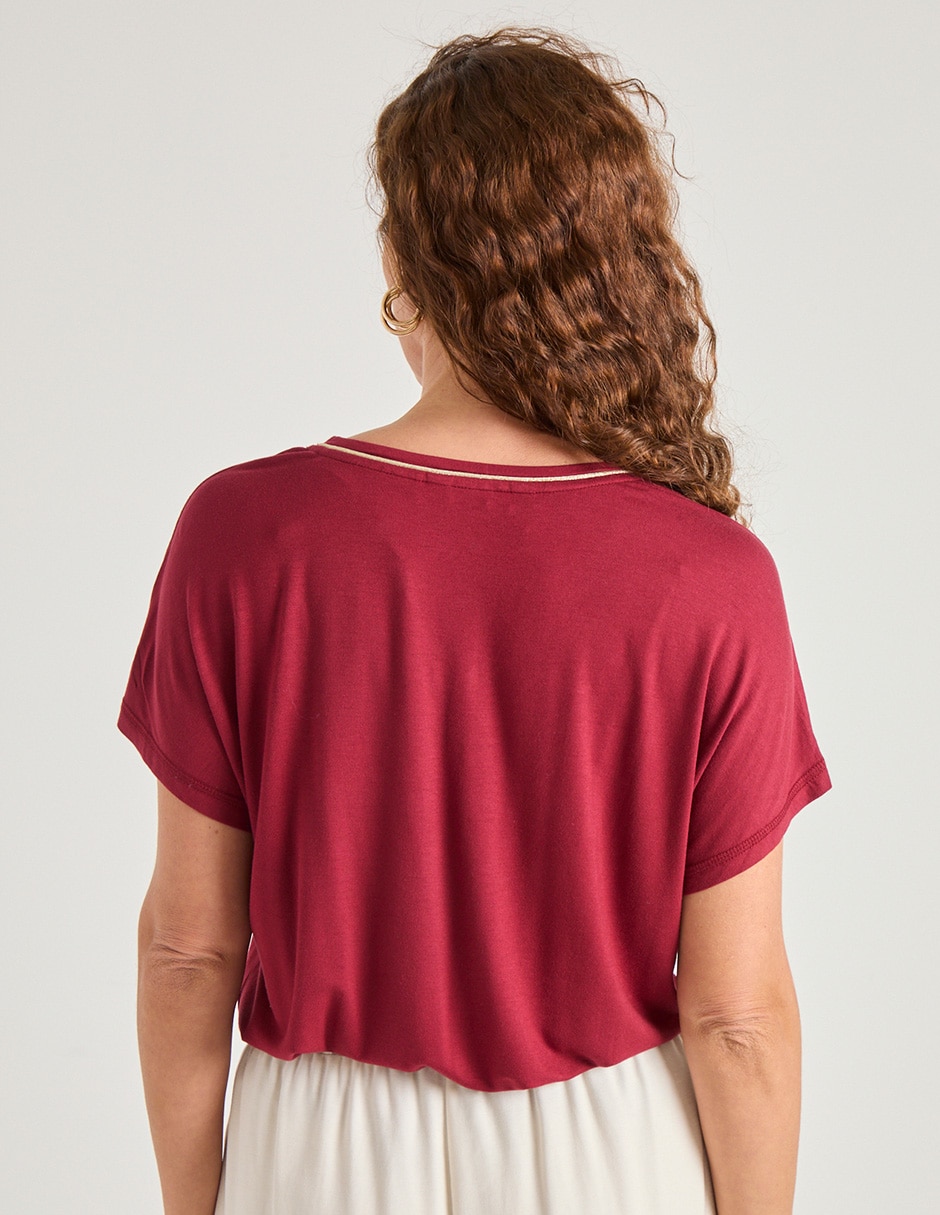 Playera manga corta cuello V para mujer 2