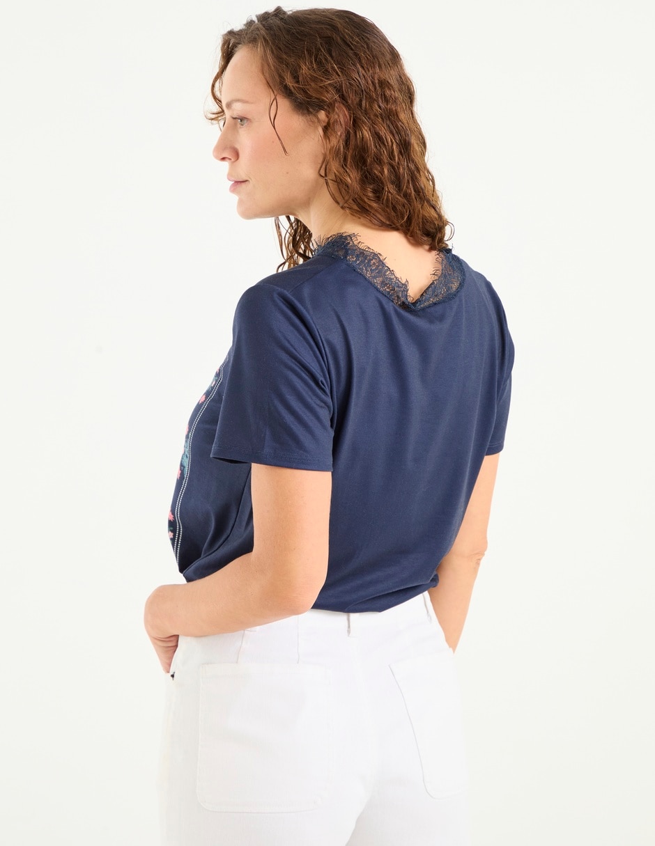 Playera manga corta cuello V para mujer 2