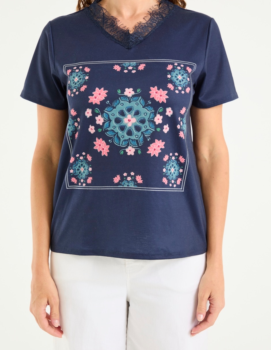 Playera manga corta cuello V para mujer 5