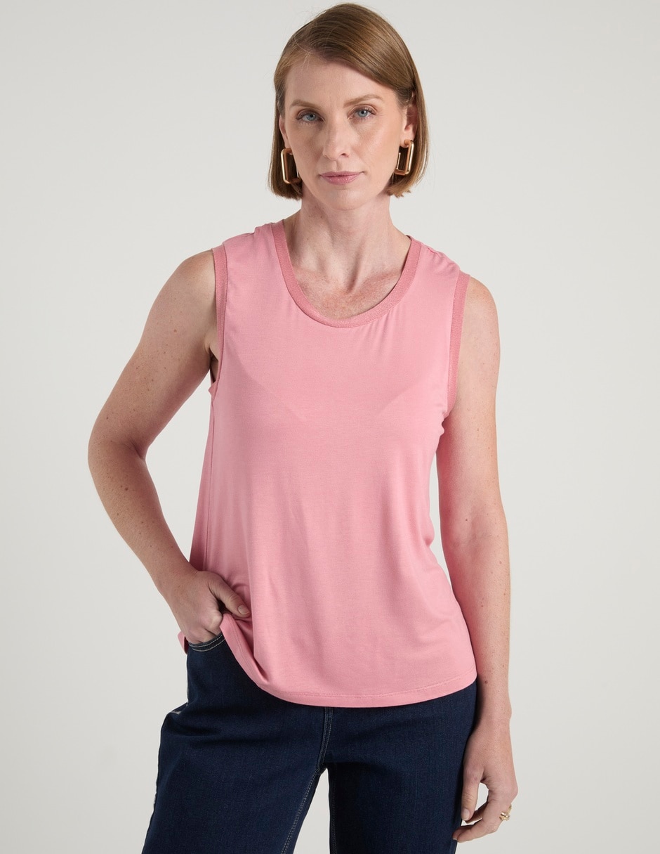 Playera sin manga cuello redondo para mujer Playera sin manga cuello redondo para mujer