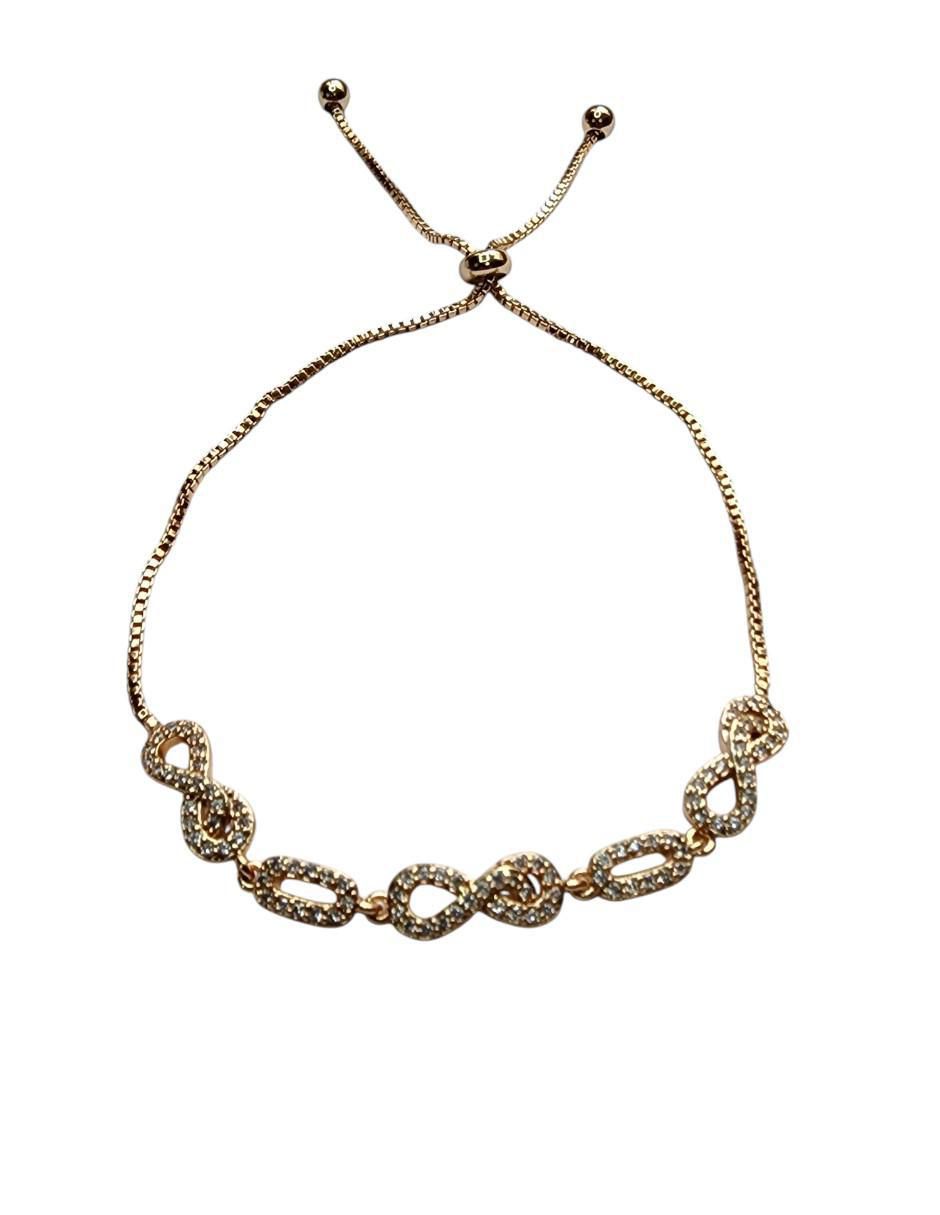 Pulsera de oro laminado 14 K Infinito con acabado pavé 3