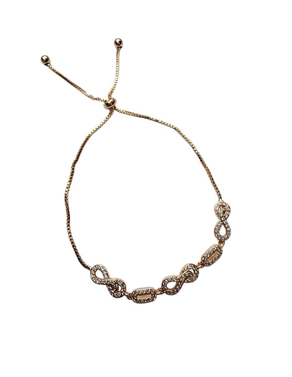 Pulsera de oro laminado 14 K Infinito con acabado pavé 4